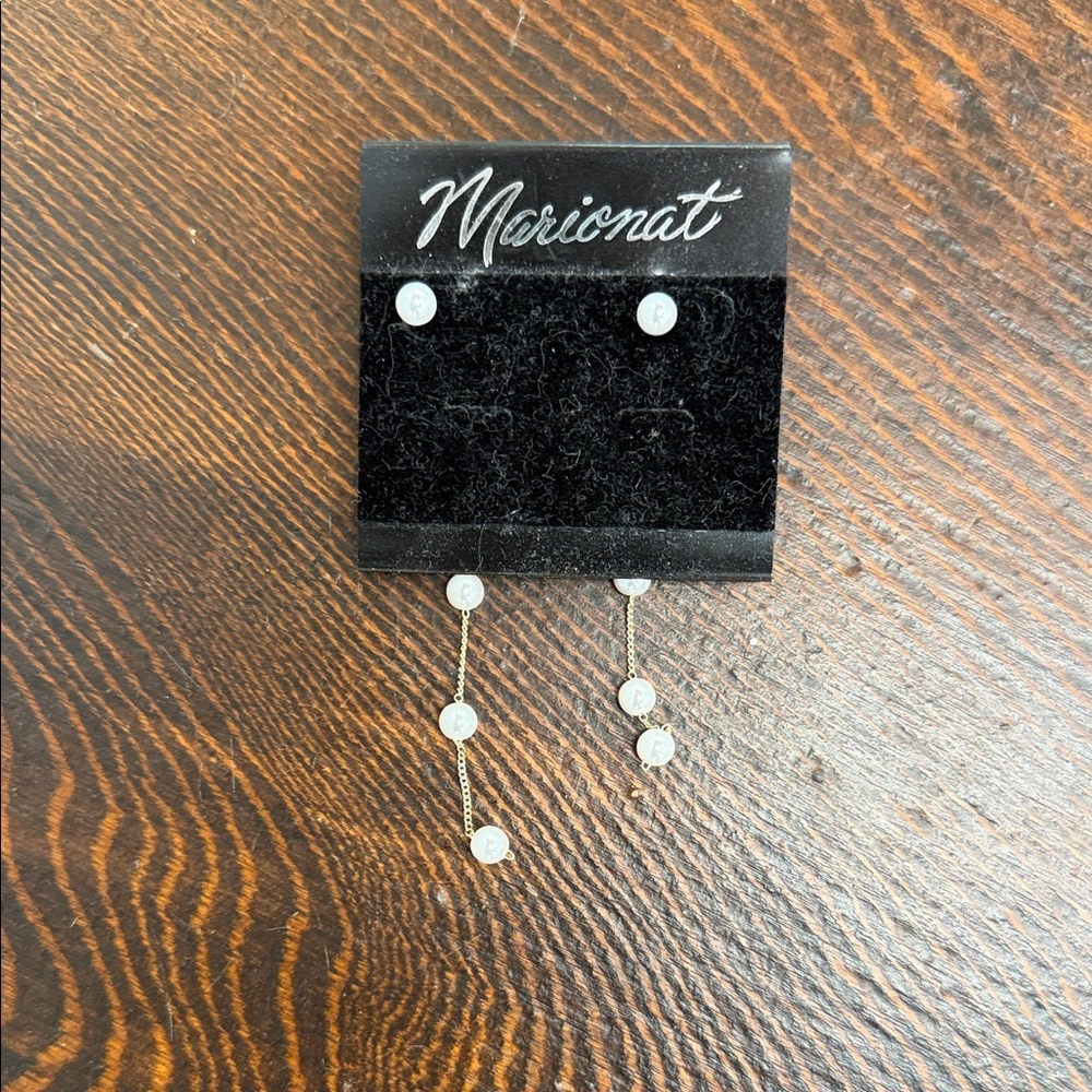 Silver and White Dangle Earrings
